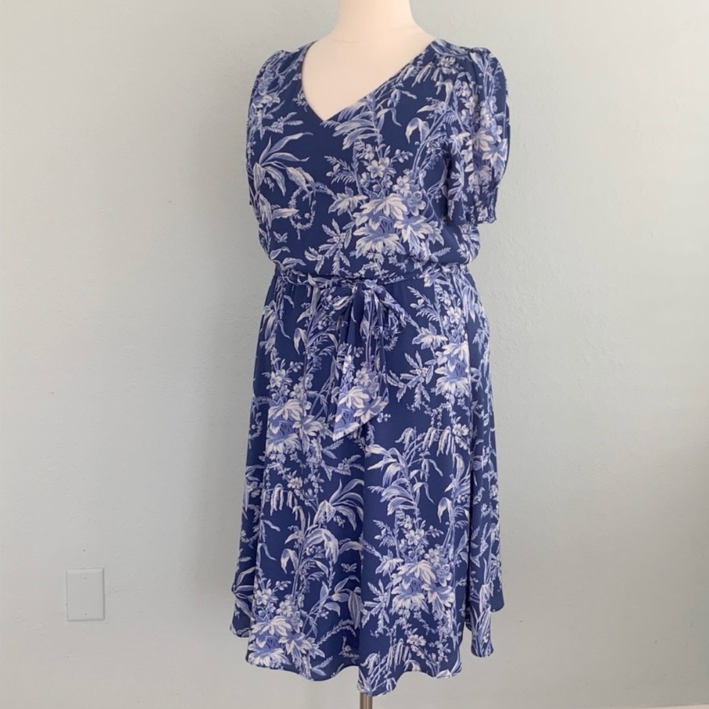 Talbots Etched Toile Belted Smocked Dress - Picture 5 of 12